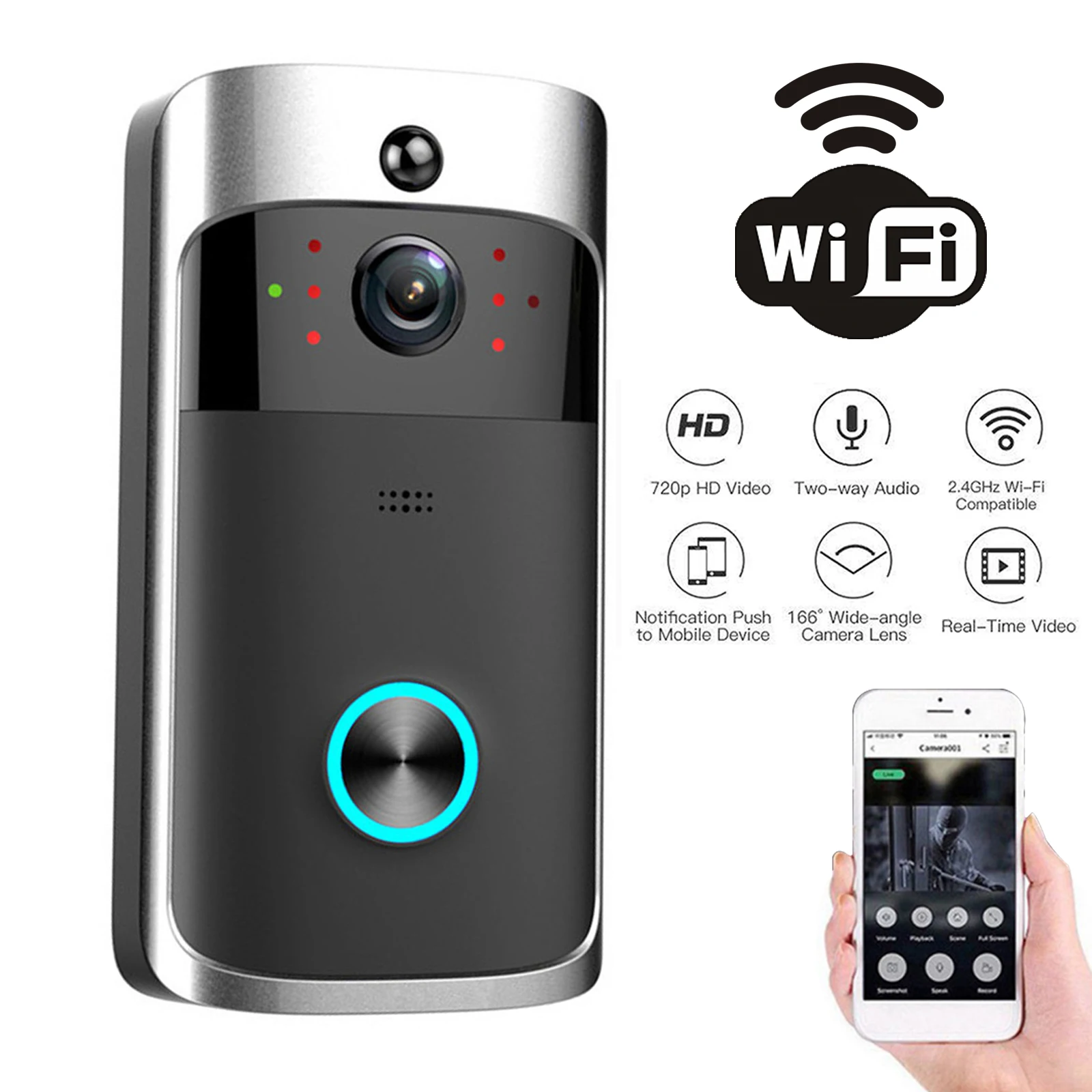 Smart Home Video Doorbell Enhanced Security With Smart Doorbell - 2026年新型V5ビデオドアベルWifiワイヤレスドアベル1080P音声インターコムスマートカメラ防水ホームセキュリティドアホン