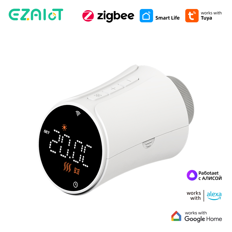 Smart Home Package - スマートTuya ZigbeeサーモスタットラジエーターバルブTRVアクチュエーター暖房温度コントローラーバッテリー電源、AlexaとGoogle Home対応