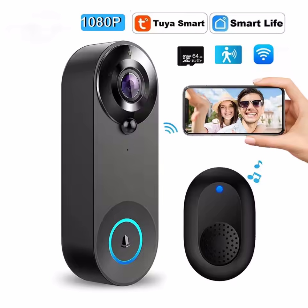 Smart Home Video Doorbell Enhanced Security With Smart Doorbell - Tuya 1080P ワイヤレス WIFI ドアベルビデオインターホンドアベルカメラ付きスマートホームセキュリティ保護 PIR
