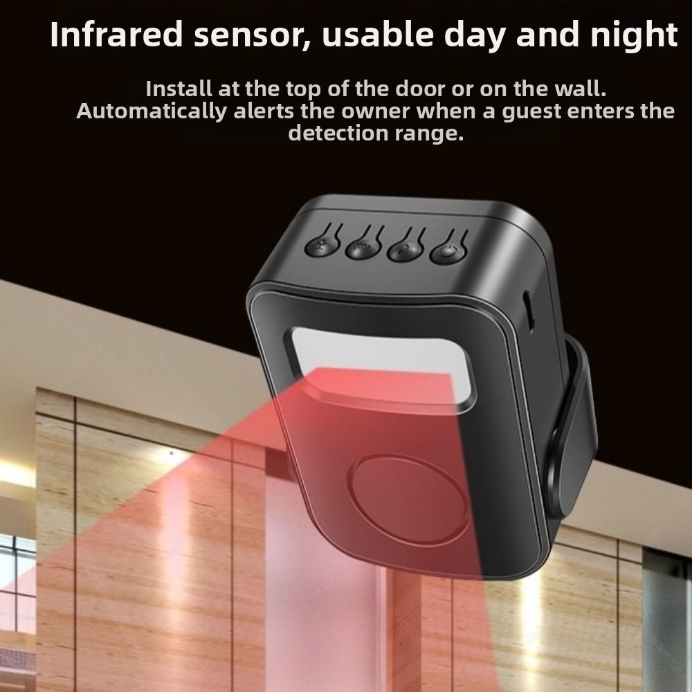 Wireless Door Sensor - 赤外線センサー搭載のスマートドアベル。PIRモーション検知機能、ワイヤレス接続、ドアゲートセンサー、アラーム機能、録音機能付き。