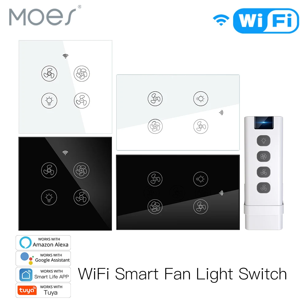 Smart Home Ventilation System - 新しいwifi rfスマート天井ファンライト2/3ウェイコントロールスマートライフ/チュウヤアプリrfリモート速度制御alexa googleホーム互換性