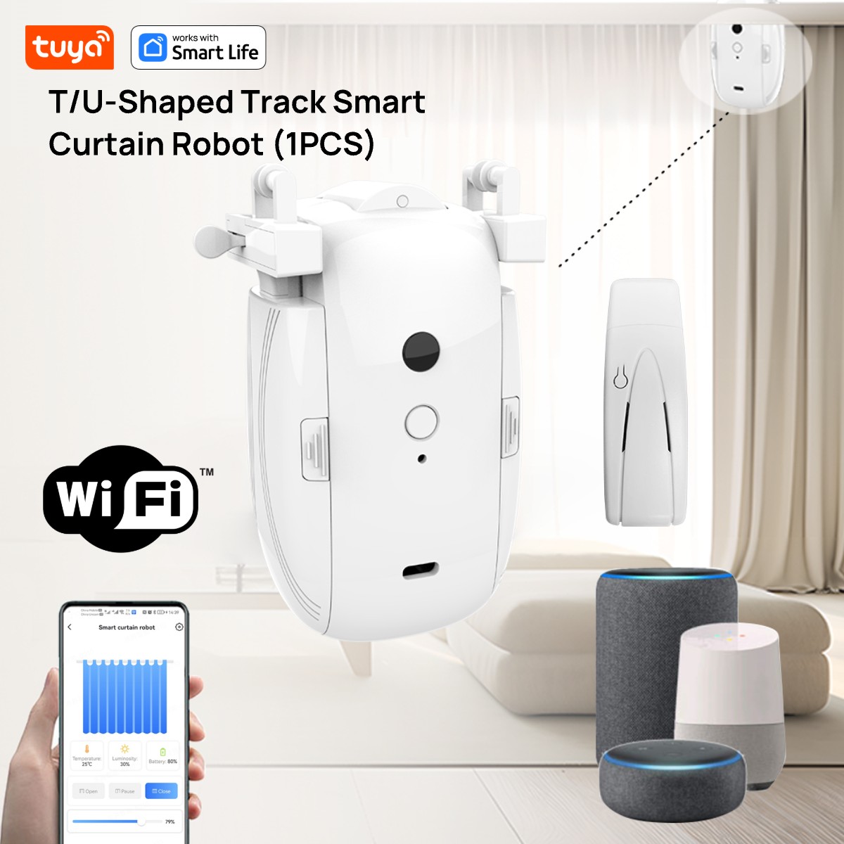 Smart Ir Remote Controller - Tuya スマート WiFi カーテンロボット (ハブ付き 1
