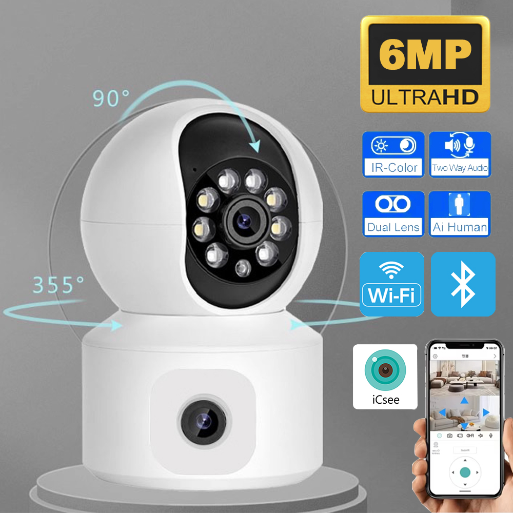 Smart Home Battery Camera Ezviz - 6MP ICSEE WiFi IPカメラ デュアルレンズ デュアルスクリーン