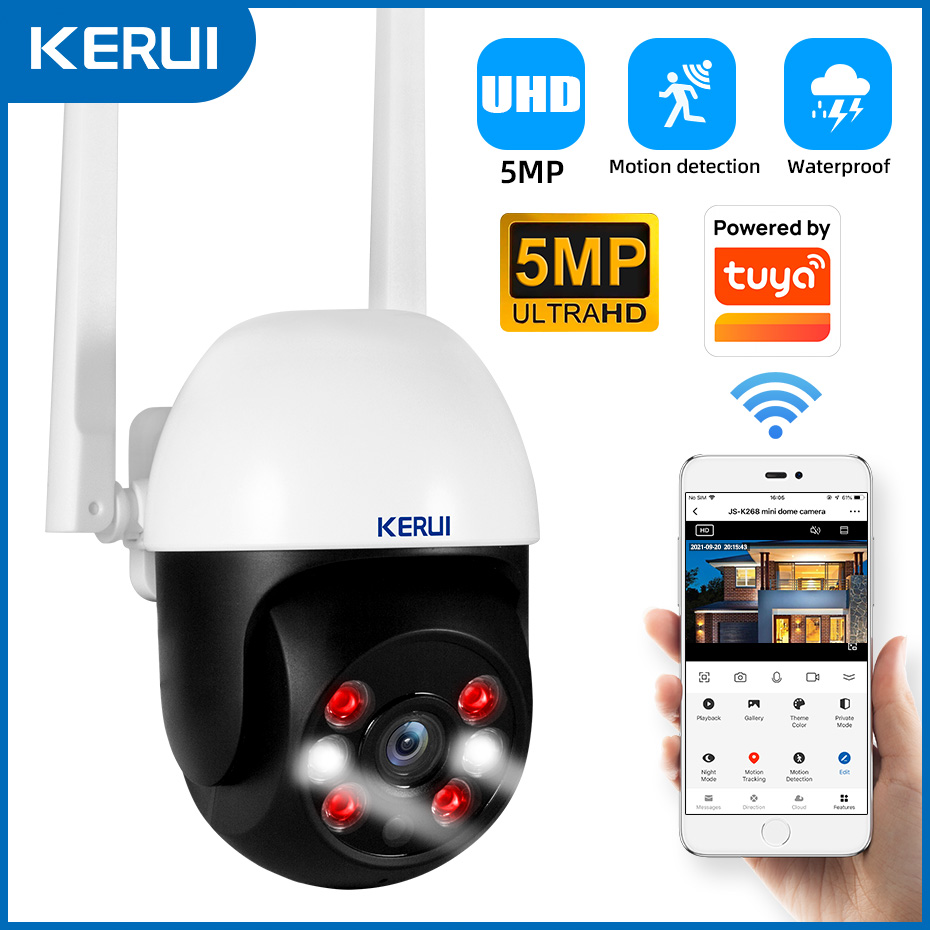 Smart Home Cctv Camera - KERUI 5MP IPカメラはOnvif、Alexa対応、ワイヤレス屋外CCTV PTZカメラ、Tuyaスマートホームセキュリティビデオ監視システムと連携します。