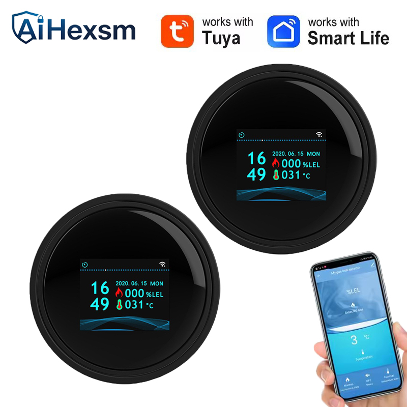 Smart Home Ikea - Tuya Wifi 漏洩温度機能付き可燃性ガス検知器サポートホームスマートライフ天然ガス警報センサー LCD ディスプレイ
