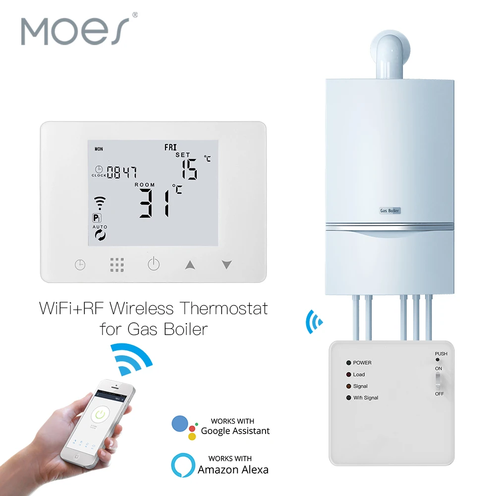Smart Home Package - Alexa, Google Homeと互換性のあるスマートウォールサーモスタット,ガスタンク,温度コントローラー
