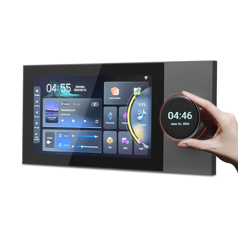 Smart Home Control Panel - 2026年新製品 7インチスマートホーム背景音楽タッチスクリーンコントロールパネル 8チャンネルTuya Zigbeeゲートウェイ付き壁掛けアンプ