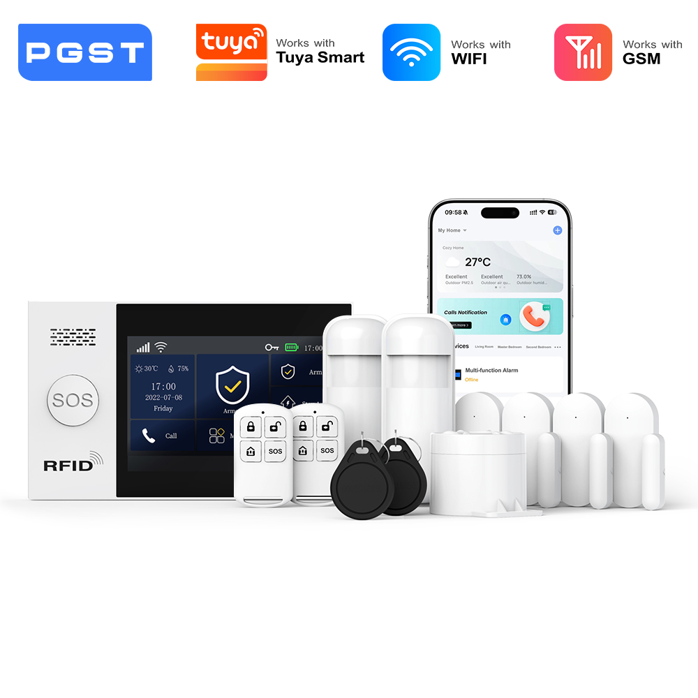 Smart Home Package - PGST 2G GSM WiFi 警報システムキット ワイヤレスホームセキュリティ保護システムセット