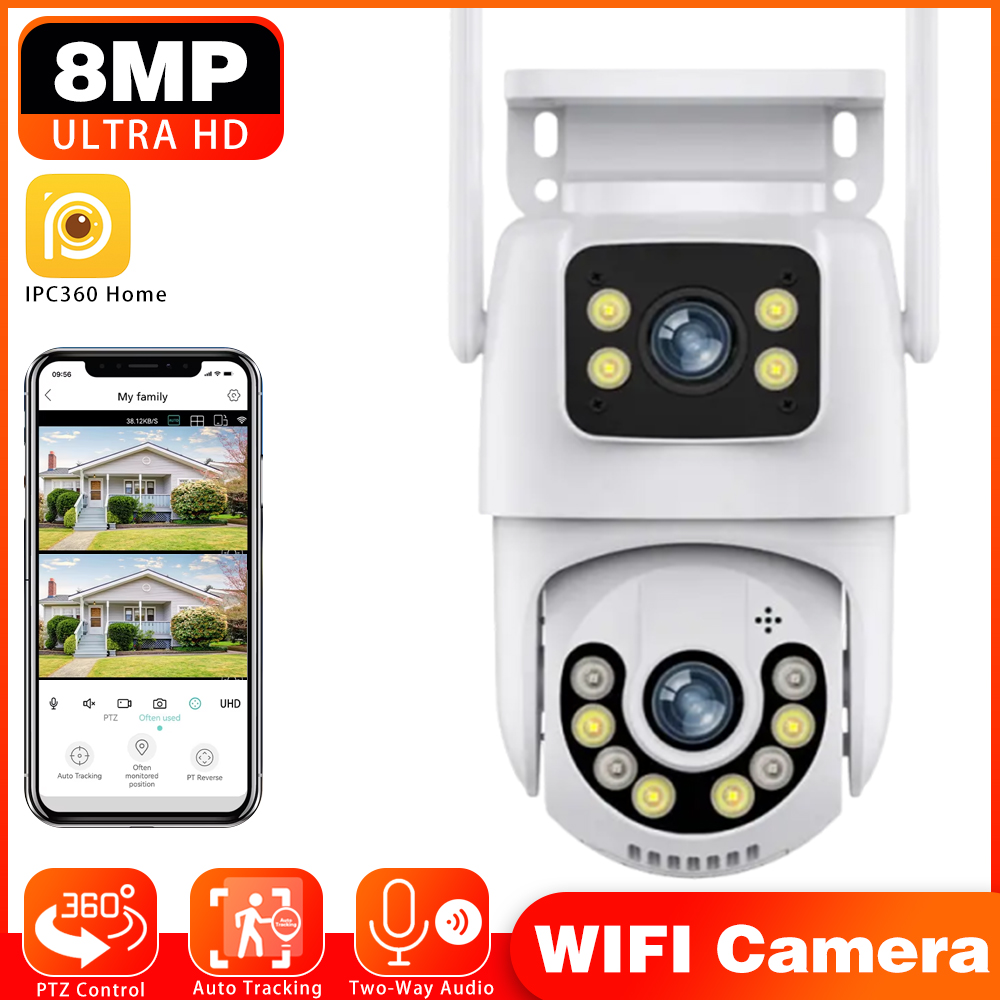 Smart Home Cctv Camera - 8MP IPC360 ホームWIFI IPカメラ デュアルレンズ 2画面