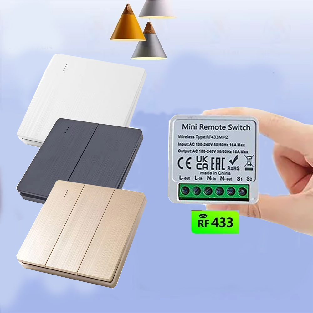 Smart Home Control Panel - ワイヤレススマートスイッチライト 433Mhz RF 86 壁パネルスイッチリモコンミニリレー受信機ホーム Led