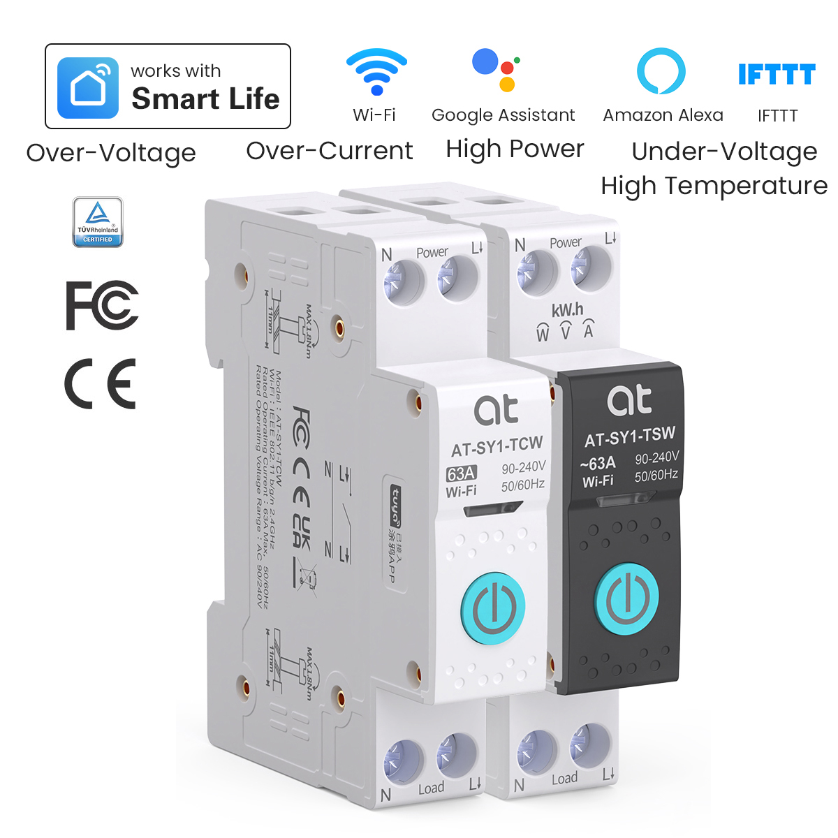 Tuya Smart Switch - Tuya WiFi サーキットブレーカー スマート 1P+N 63A