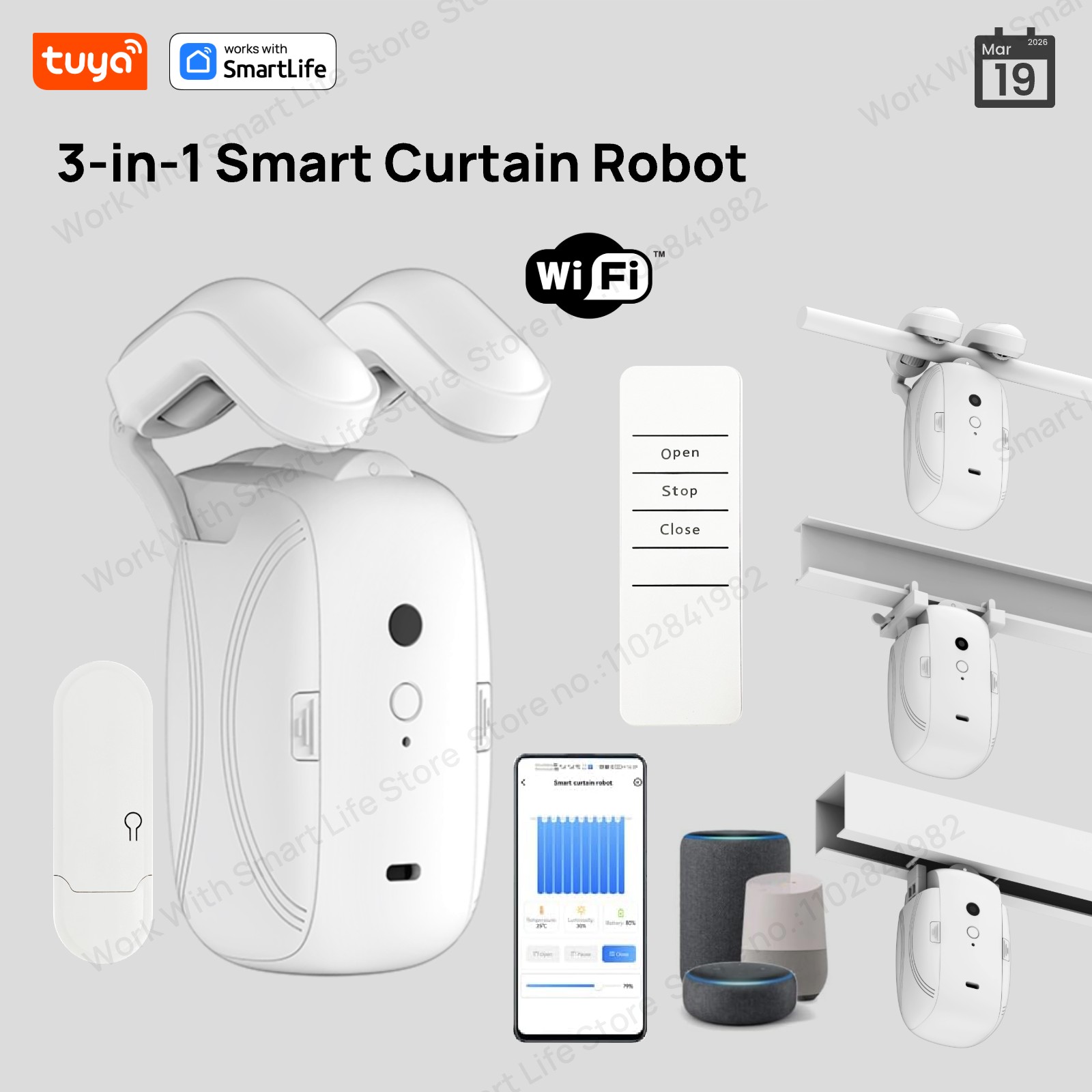 Smart Ir Remote Controller - 1/2個入り Tuya スマートWiFiカーテンロボット (1個はハブ付き) ローマンロッドトラック用 -
