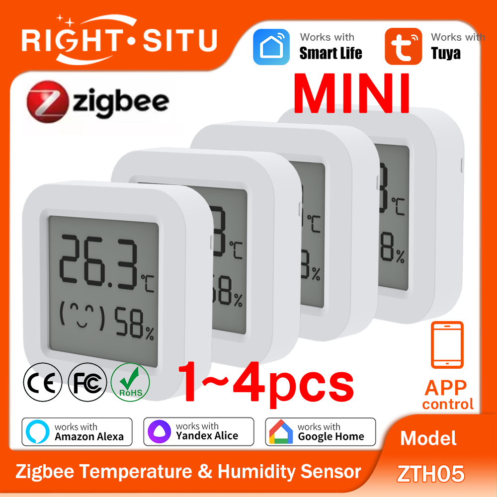 Smart Home Yandex - 1~4PCS Zigbee 3.0 温度湿度センサーは、Tuya Zigbee ハブが必要で、Tuya