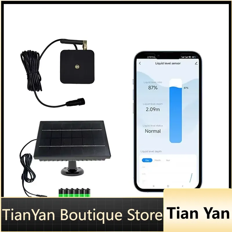 Smart Home Wifi - Tuya TLC2502-WF-S用EE1超音波水位センサー、ソーラーパネル付きスマートWi-Fiタンクレベル検出器（家庭用タンク向け）