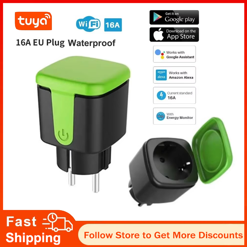 Smart Home Ikea - Tuya EU 16A WiFiスマート防水ソケット屋外用ソケットスマートリビング電気プラグ Alexa Google