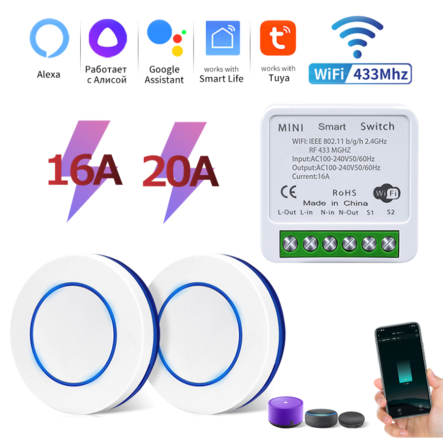 Smart Home Control Panel - Tuya Wifiスマートスイッチ RF 433MHz ワイヤレス壁パネルスイッチモジュール LED照明用
