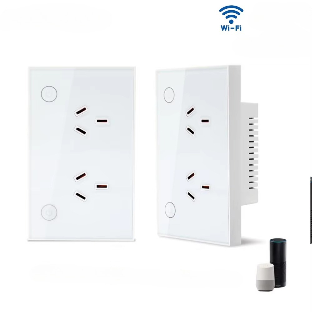 Smart Home Control Panel - Zigbee Wi-Fi Matter AU対応スマートウォールソケット（スイッチ付き）、強化ガラスパネル、Alexa、Google Home対応、タイマー制御機能搭載