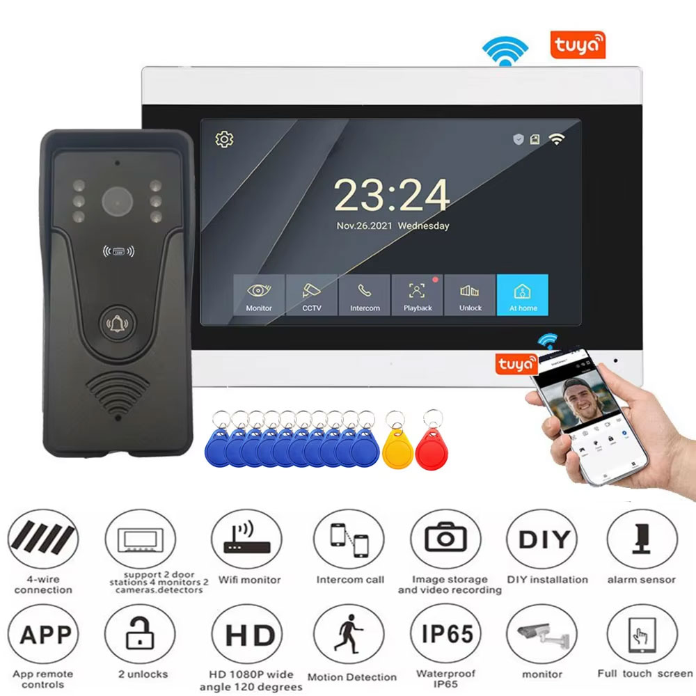 Smart Home Video Doorphone Ezviz - Tuya-アクセス制御システム用インターホンキット,1080pカラータッチスクリーン,Wi-Fi,ワイヤレスビデオドアベル,スマートアプリケーション,7インチ