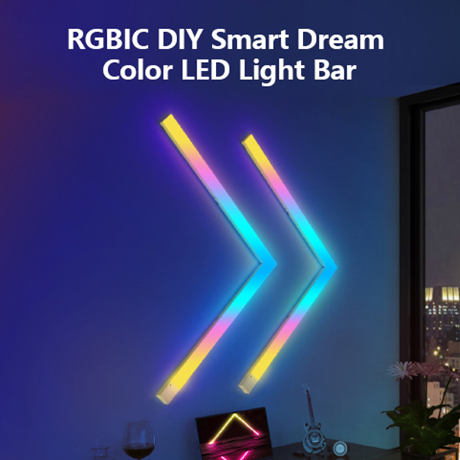 Smart Home Wifi - EE1 スプライシングWiFiミュージックLEDストリップDIY RGBカラフルゲーミングルームスマート雰囲気ホームパネルライトバー