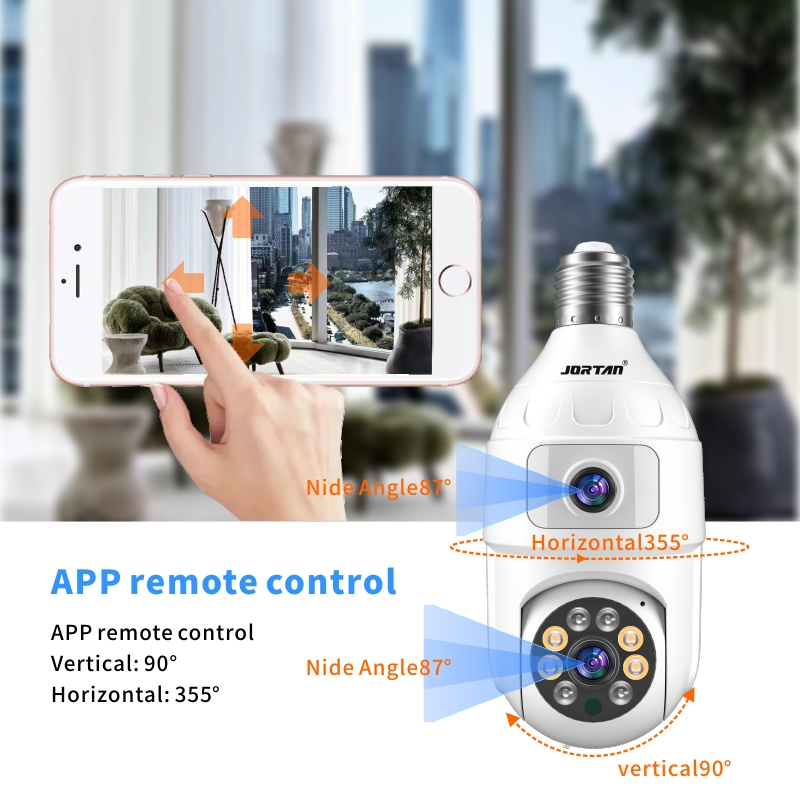4MP電球型E27デュアルレンズ360度屋内ベビー監視カメラ - Smart Home Cctv Camera のレビューと価格