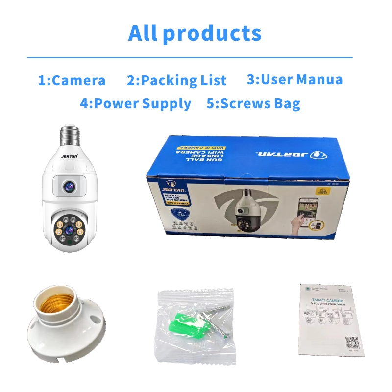 4MP電球型E27デュアルレンズ360度屋内ベビー監視カメラ - Smart Home Cctv Camera のレビューと価格