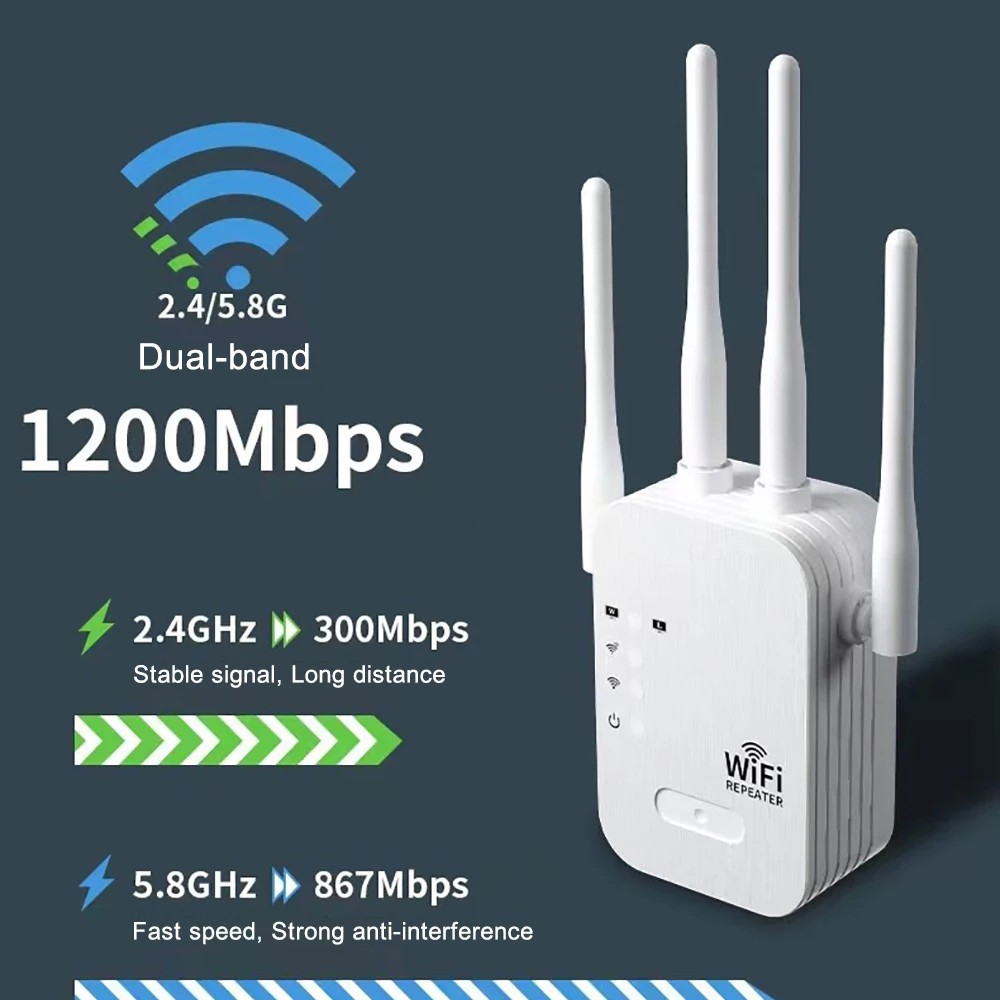 1200Mbps WiFi リピーター ワイヤレス エクステ - Smart Home Router のレビューと価格