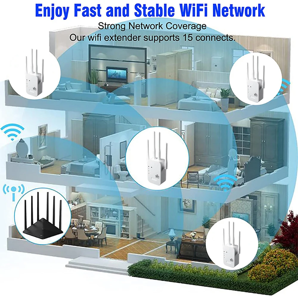 1200Mbps WiFi リピーター ワイヤレス エクステ - Smart Home Router のレビューと価格