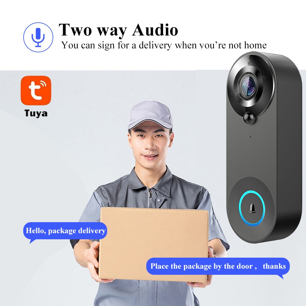 Tuya 1080P ワイヤレス WIFI ドアベルビデオイ - Smart Home Video Doorbell Enhanced Security With Smart Doorbell のレビューと価格