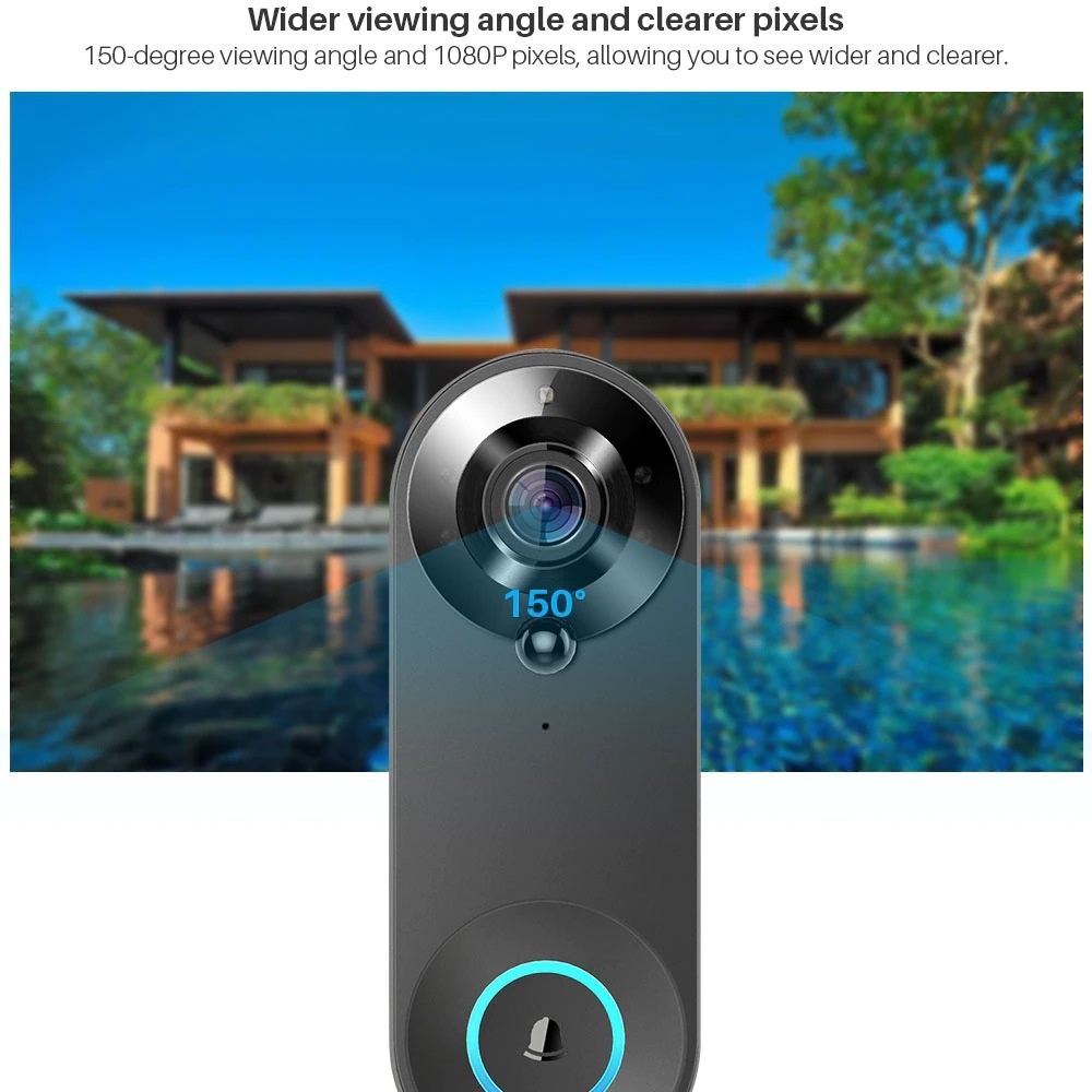 Tuya 1080P ワイヤレス WIFI ドアベルビデオイ - Smart Home Video Doorbell Enhanced Security With Smart Doorbell のレビューと価格