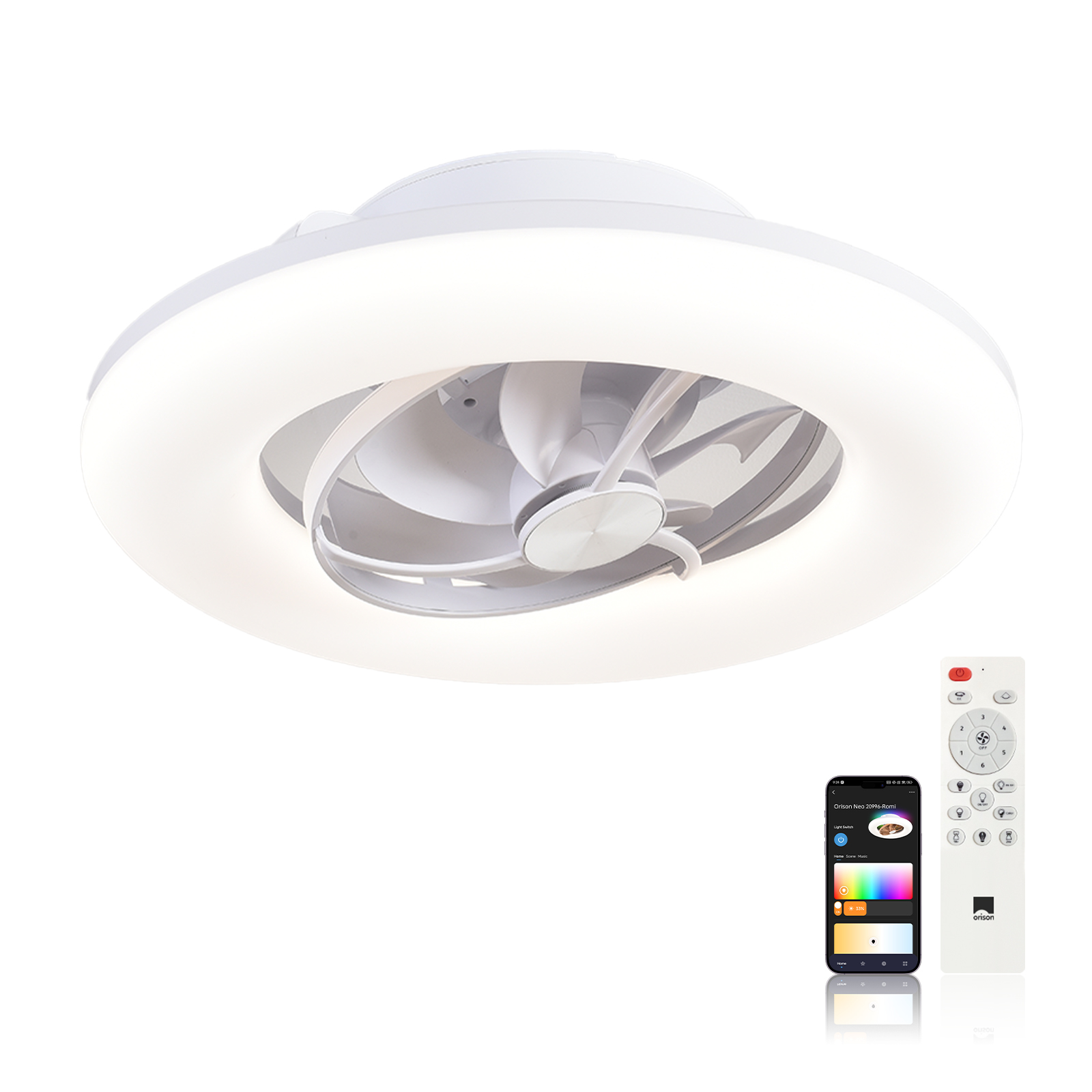 オリソン 22インチ 360 °   ライト付き振動式シーリ - Smart Bathroom Fan のレビューと価格