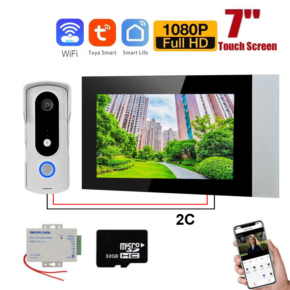 2 ワイヤースマートホーム Tuya Wifi 1080P  - Smart Home Video Doorbell Enhanced Security With Smart Doorbell のレビューと価格
