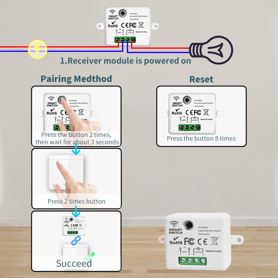 RF 433Mhzリモコン式ワイヤレスライトウォールスイッチ - Smart Ir Remote Controller のレビューと価格