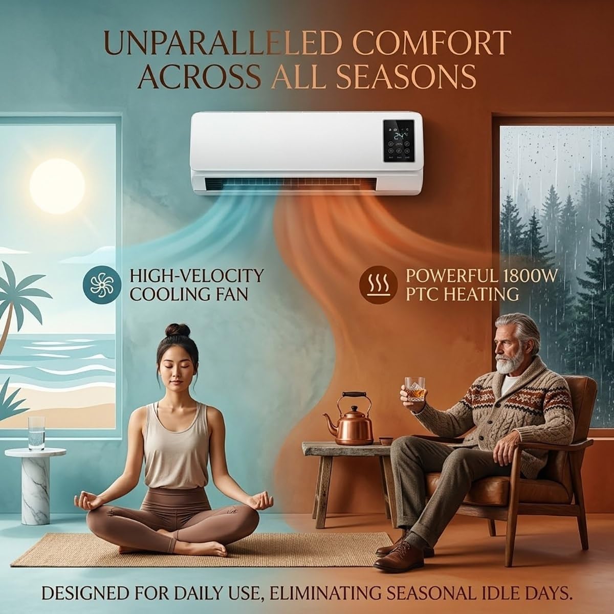 壁掛け式エアコンファン、寝室用スマートエアコンユニット（ホワ - Smart Bathroom Fan のレビューと価格