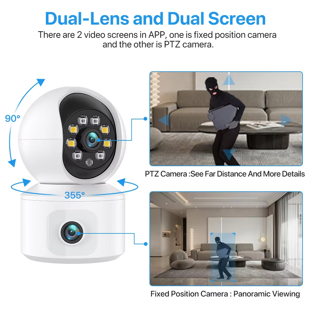 6MP ICSEE WiFi IPカメラ デュアルレンズ デ - Smart Home Battery Camera Ezviz のレビューと価格
