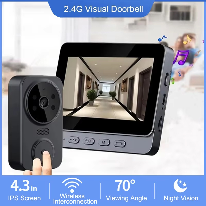 4.3 インチ WiFi ワイヤレスビデオドアベル双方向ビデ - Smart Home Video Doorbell Enhanced Security With Smart Doorbell のレビューと価格