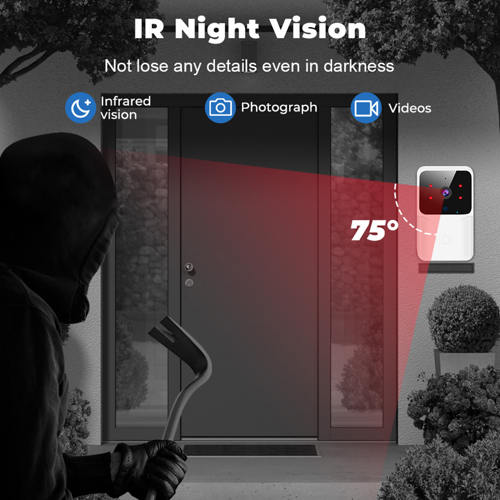 ワイヤレスビデオドアベルカメラ、IRナイトビジョン付きWiF - Smart Home Video Doorbell Enhanced Security With Smart Doorbell のレビューと価格