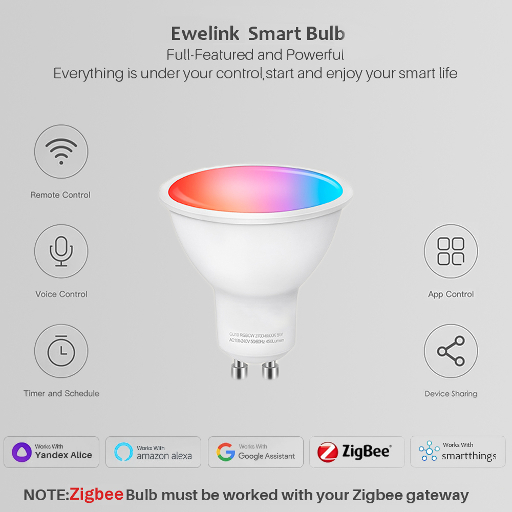 Ewelink GU10 Zigbee LED電球 Wifi - Smart Home Yandex のレビューと価格