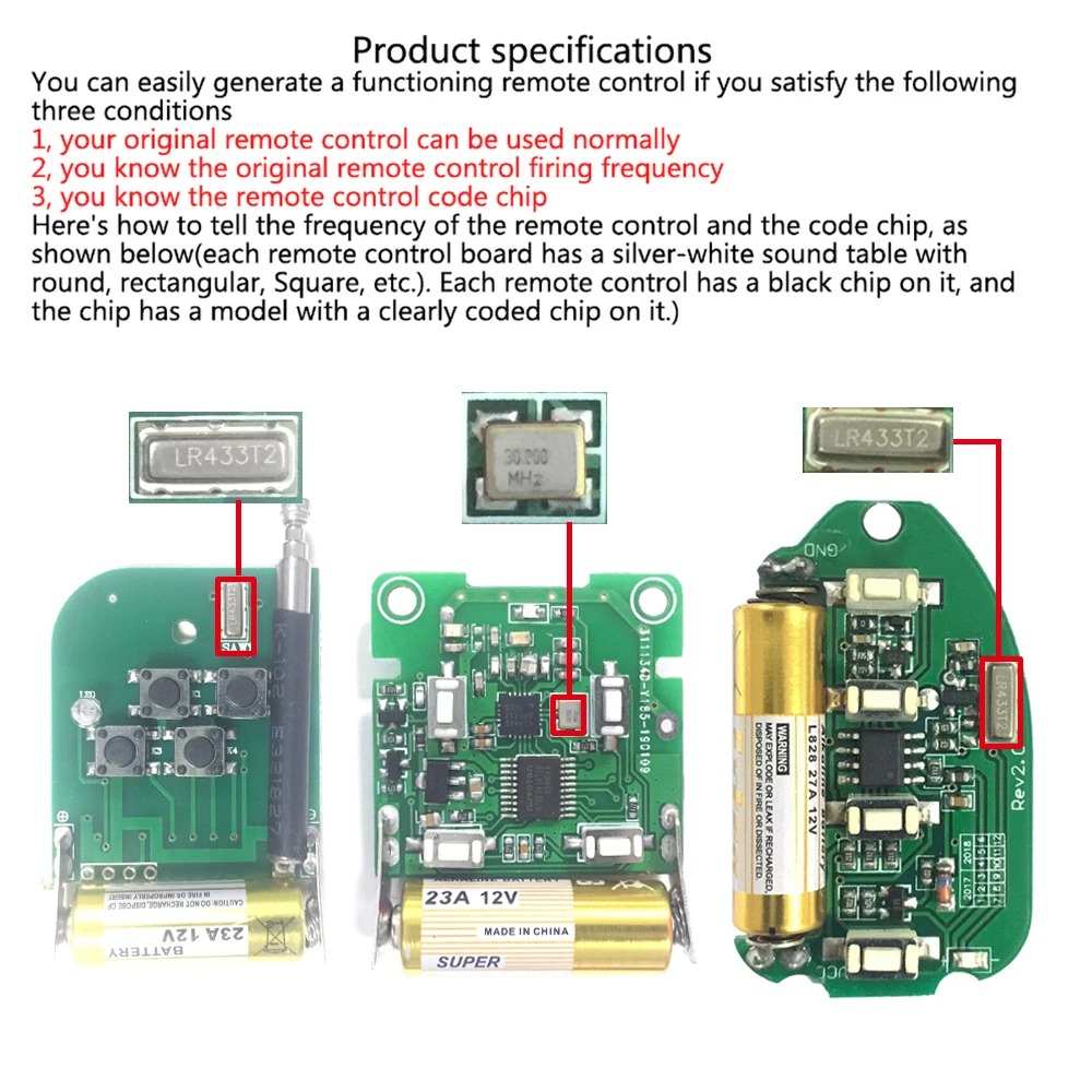 433Mhz RFリモコン オンオフボタン 学習コード EV - Smart Ir Remote Controller のレビューと価格