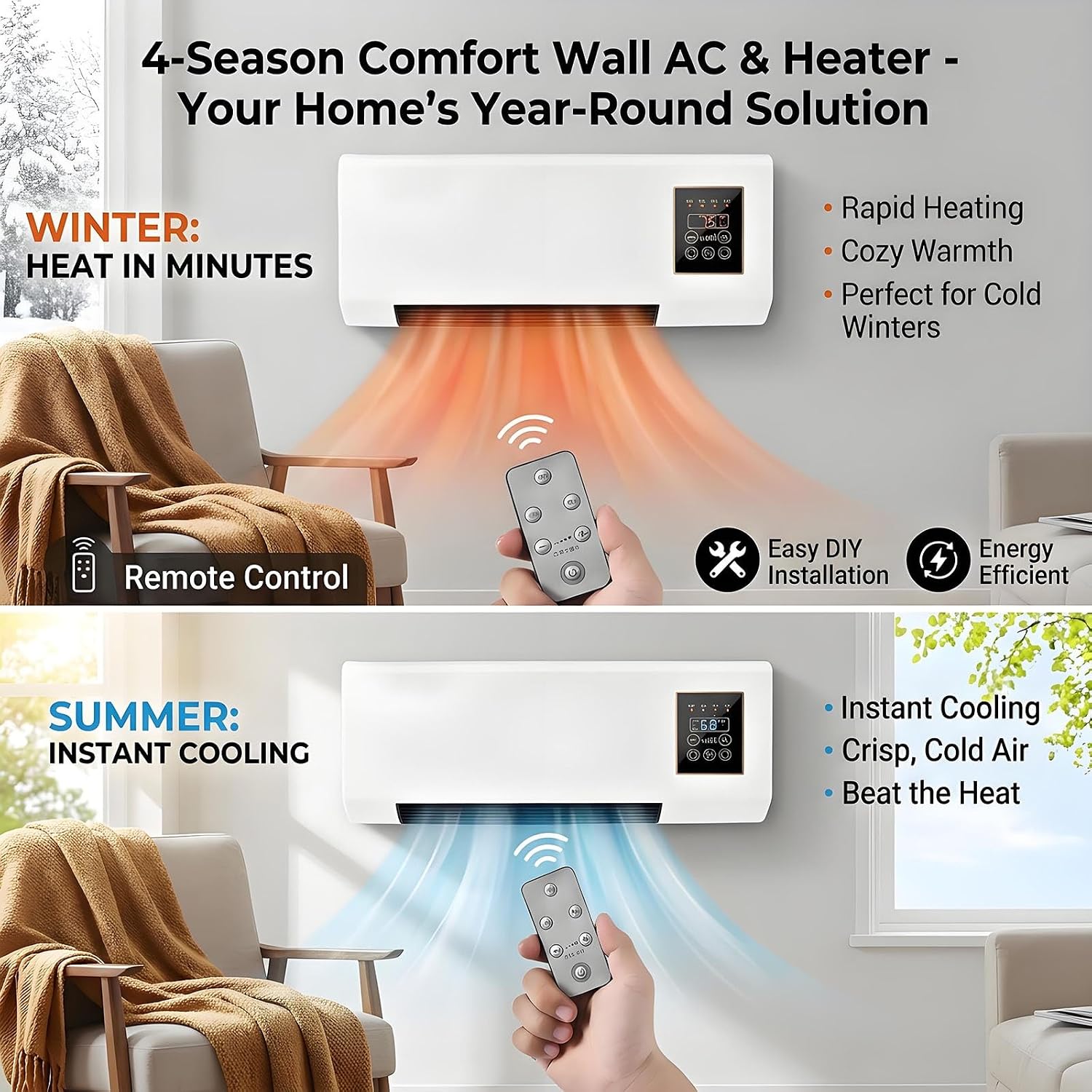 ポータブル壁掛けエアコンファン 2 in 1 冷暖房システム - Smart Bathroom Fan のレビューと価格