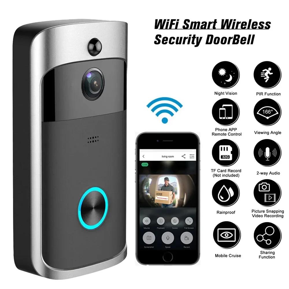 720P HDスマートホーム対応、ワイヤレスWi-Fiドアベ - Smart Home Video Doorbell Enhanced Security With Smart Doorbell のレビューと価格