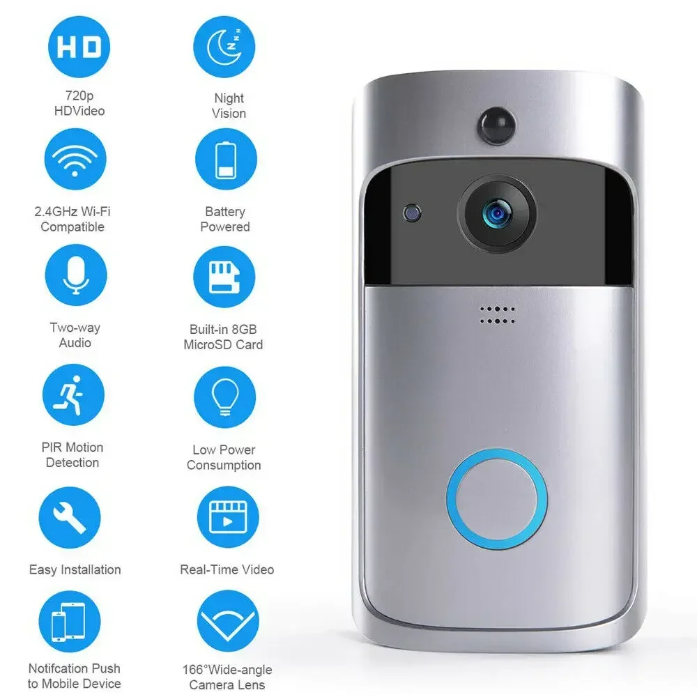 720P HDスマートホーム対応、ワイヤレスWi-Fiドアベ - Smart Home Video Doorbell Enhanced Security With Smart Doorbell のレビューと価格
