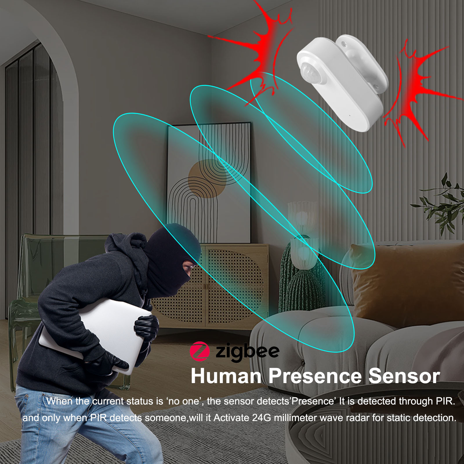 Tuya 人感センサー スマート Zigbee 24G ミリ - Zigbee Motion Sensor のレビューと価格