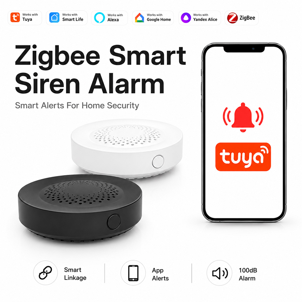 Tuya Zigbee サイレンアラーム 100dB スマー - Smart Home Yandex のレビューと価格