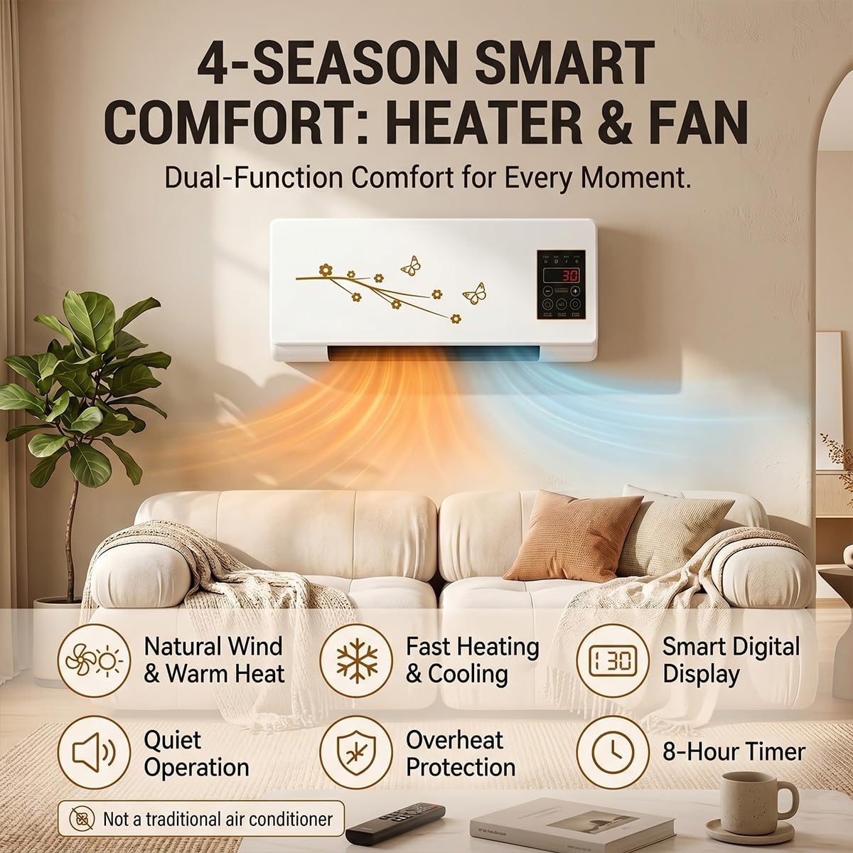 ポータブル壁掛けエアコンファン、2 in 1 ダクトレスミニ - Smart Bathroom Fan のレビューと価格