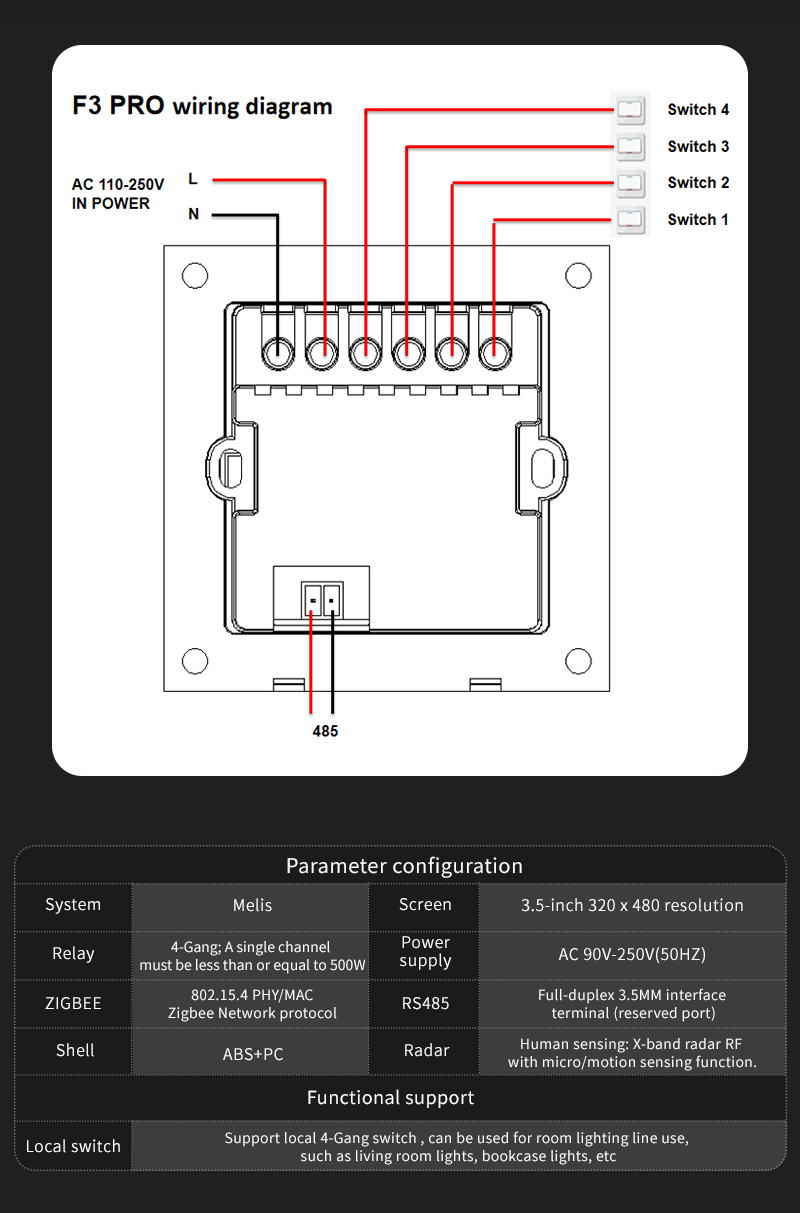 F3 Pro 3.5インチIPSタッチパネルスマートスイッチ - Smart Home Control Panel のレビューと価格