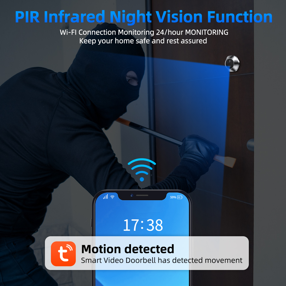 Tuya-スマートのぞき穴ビデオカメラ,ホームセキュリティ, - Smart Home Cctv Camera のレビューと価格