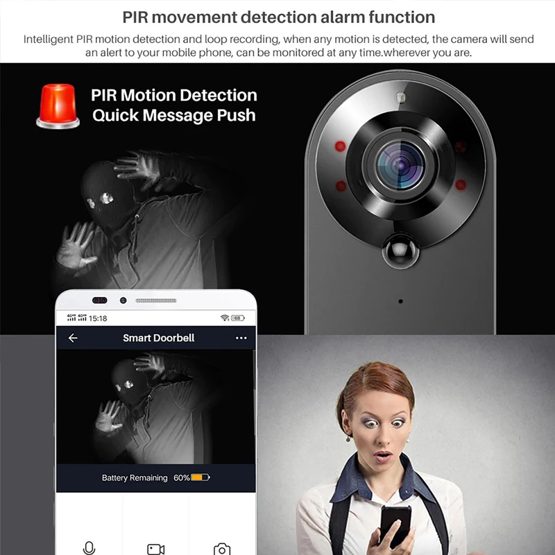 Tuyaビデオドアベルカメラ 1080P WiFiドアベル  - Smart Home Video Doorbell Enhanced Security With Smart Doorbell のレビューと価格